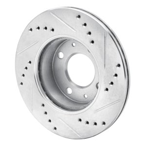 Dodge Verna Brake Rotor (1) - Front Left - R1 Concepts - Drilled & Slotted - Silver - `03-`06